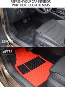 img 2 attached to 🚗 LSXUANCHU Luxury Faux Leather Red Car Floor Mats, All-Weather Automotive Floor Mats for Cars Truck SUV (4 Pieces)