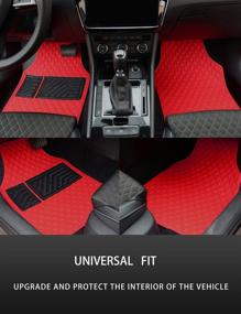 img 3 attached to 🚗 LSXUANCHU Luxury Faux Leather Red Car Floor Mats, All-Weather Automotive Floor Mats for Cars Truck SUV (4 Pieces)