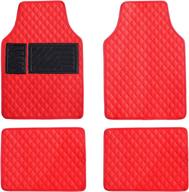 🚗 lsxuanchu luxury faux leather red car floor mats, all-weather automotive floor mats for cars truck suv (4 pieces) logo