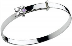 img 1 attached to Children'S Adjustable Sterling Silver Simulated Birthstone Angel Bangle Bracelet