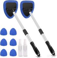 🚗 astroai windshield cleaning tool, car window cleaner windshield cleaner with 8 microfiber pads and extendable handle auto inside glass wiper kit, blue, 2 pack logo