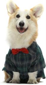 img 3 attached to 🐶 Green Plaid Cotton Dog Shirts with Wedding Bowtie - Fitwarm Polo Pet Apparel for Small Cats and Dogs