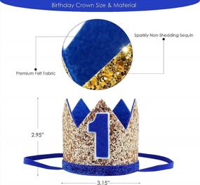 img 3 attached to Maticr Glitter First Birthday Crown for Baby Boy's 1st Bday Party: Hat, Cake Smash Photo Prop