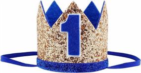 img 2 attached to Maticr Glitter First Birthday Crown for Baby Boy's 1st Bday Party: Hat, Cake Smash Photo Prop