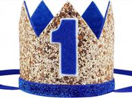 maticr glitter first birthday crown for baby boy's 1st bday party: hat, cake smash photo prop logo