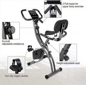img 2 attached to Get Fit At Home: Foldable Magnetic Exercise Bike With 8-Level Resistance And Pulse Sensors In Black & Grey