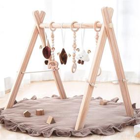 img 4 attached to 👶 Razee Wooden Baby Play Gym Play Mat: Stimulating Sensory Toys and Foldable Design