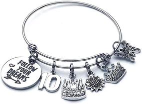 img 4 attached to M MOOHAM Expandable Charm Bracelet - Perfect Birthday Gift for Women and Girls: 10th to 90th, Friend, Mom, Daughter, Wife, Grandma
