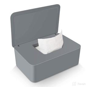 img 4 attached to 🧻 LEFUYAN Wipes Dispenser, Dustproof Tissue Storage Box Case Wet Wipes Holder with Lid for Home Office Desk (Gray)