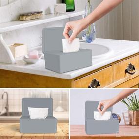 img 1 attached to 🧻 LEFUYAN Wipes Dispenser, Dustproof Tissue Storage Box Case Wet Wipes Holder with Lid for Home Office Desk (Gray)