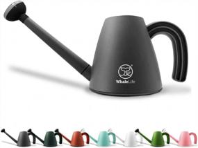 img 4 attached to 2.0L Gray WhaleLife Watering Can - Long Spout, Detachable Shower Spray Head For Indoor/Outdoor Plants & Garden Flowers