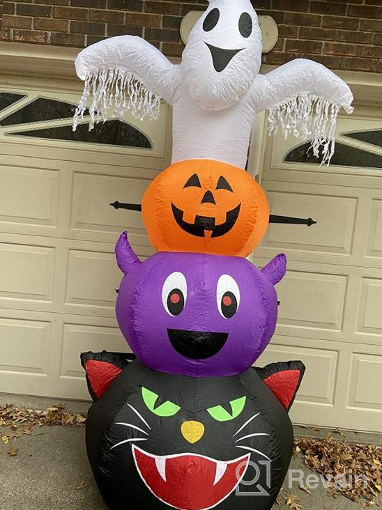 img 1 attached to LUCKYBUNNY 8 Foot High Halloween Inflatables Cat With Pumpkins And Ghost Halloween Decorations, Build-In LEDs, Outdoor Halloween Blow Up Yard Decorations For Lawn Garden review by Darren Pham