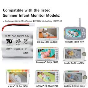 img 1 attached to 🔋 Upgraded 29580-10 Battery for Summer Infant Wide View 2.0 Baby Video Monitor - Compatible with Models 29580, 29590, 29610, 29620, 29630, 29710, 29740, 29790, 29940 - Ni-MH AAA 800mAh 4.8V