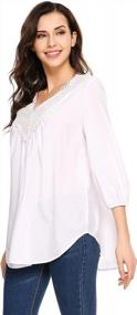 img 1 attached to Women'S Boho Lace V-Neck Blouse: Long Sleeves, Casual & Loose Fit - Elover Fashion Top