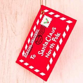 img 1 attached to Рождественский конверт Gizhome из 20 предметов для отправки писем Деду Морозу, рождественские подарочные пакеты для конфет, держатели для денег и карт, елочные украшения с вышивкой (красный)