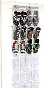 img 1 attached to 👞 Organize Your Footwear in Style: SimpleHouseware Crystal Clear Over The Door Shoe Organizer with 24 Pockets in Gray (64'' x 19'')