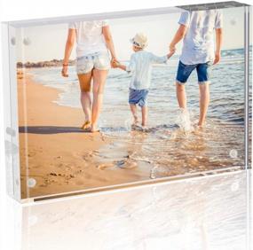 img 4 attached to TWING 8X10 Acrylic Magnetic Picture Frame - Double Sided Desktop Photo Display With Microfiber Cloth, 12 + 12MM Thickness Clear Self Standing Frame For Gifts