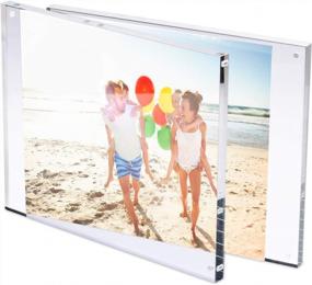 img 1 attached to TWING 8X10 Acrylic Magnetic Picture Frame - Double Sided Desktop Photo Display With Microfiber Cloth, 12 + 12MM Thickness Clear Self Standing Frame For Gifts