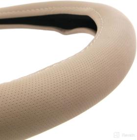 img 1 attached to 🚗 Ergonomic Soft Grip Steering Wheel Cover - Sporty Leather Grip for Standard Size Wheels 14.5 - 15 inch - Beige