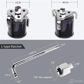 img 3 attached to 🔧 VIHIMAI Adjustable Universal Oil Filter Wrench Set - 3 Jaw Oil Filter Removal Tool, 2.4 to 4.5 inch Range, 1/2 Inch Drive Handle & 3/8 Inch Drive Joint