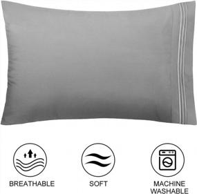 img 1 attached to Soft Microfiber Pillowcases - 2 Pack Embroidered Standard Size LiveComfort Pillow Cases, Wrinkle-Free, Breathable, And Machine Washable (Grey, Standard)
