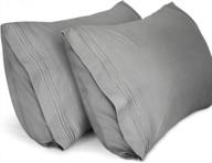 soft microfiber pillowcases - 2 pack embroidered standard size livecomfort pillow cases, wrinkle-free, breathable, and machine washable (grey, standard) logo