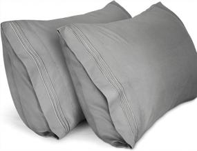 img 4 attached to Soft Microfiber Pillowcases - 2 Pack Embroidered Standard Size LiveComfort Pillow Cases, Wrinkle-Free, Breathable, And Machine Washable (Grey, Standard)