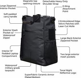 img 1 attached to Тактическая большая сумка AMABILIS и сумка для ноутбука - Военный класс с 15-дюймовым мягким отделением - Водонепроницаемая дорожная сумка с многочисленными карманами - Функциональная и стильная - Размеры 19 X 12 X 7 дюймов