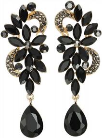 img 4 attached to Gorgeous Art Deco Rhinestone Crystal Cluster Teardrop Dangle Earrings - Large & Long Statement Piece!
