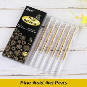 img 3 attached to Set Of 6 Fine Point Metallic Gold Gel Pens By Dyvicl - 0.8 Mm Ink For Drawing, Sketching, Illustration, Adult Coloring, And Journaling On Black Paper