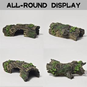 img 2 attached to Hollow Tree Trunk Ornament for Aquariums and Reptile Habitats: PTFJZ Small Fish Tank Accessories
