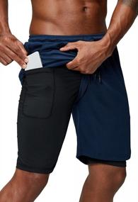 img 4 attached to Мужские шорты для бега Quick Dry 2-в-1 с карманом для телефона для спортзала и тренировок от Pinkbomb