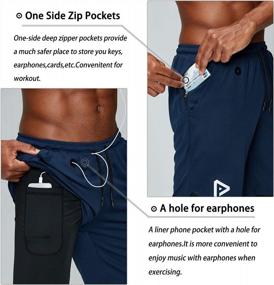img 3 attached to Мужские шорты для бега Quick Dry 2-в-1 с карманом для телефона для спортзала и тренировок от Pinkbomb