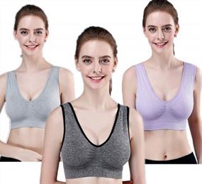 img 4 attached to MIXZONES Women'S Freedom Seamless Wireless Plus Size MagicLift Active Support Padded Bra 3Pack