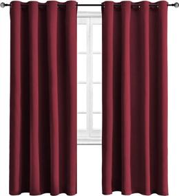 img 4 attached to 🔴 WONTEX Blackout Thermal Insulated Grommet Bedroom Curtains - 52 x 84 inch, Burgundy, Pack of 2 Panels