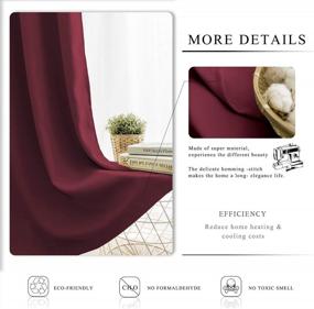 img 2 attached to 🔴 WONTEX Blackout Thermal Insulated Grommet Bedroom Curtains - 52 x 84 inch, Burgundy, Pack of 2 Panels