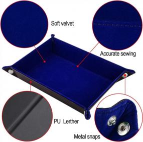 img 3 attached to SIQUK Double Sided Dice Tray, Folding Rectangle PU Leather And Dark Blue Velvet Dice Holder