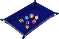 siquk double sided dice tray, folding rectangle pu leather and dark blue velvet dice holder logo