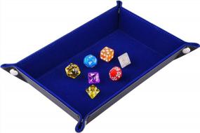 img 4 attached to SIQUK Double Sided Dice Tray, Folding Rectangle PU Leather And Dark Blue Velvet Dice Holder