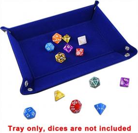 img 1 attached to SIQUK Double Sided Dice Tray, Folding Rectangle PU Leather And Dark Blue Velvet Dice Holder