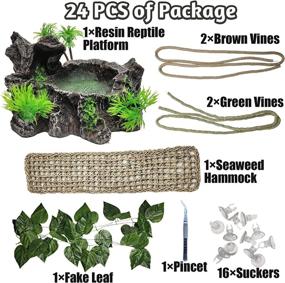 img 3 attached to Enhance Your Reptile Habitat with PINVNBY Resin Reptile Platform: Life-like Tree Trunk Decor, Food & Water Dish for Lizards, Bearded Dragons, Tree Frogs, and Snakes