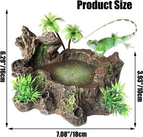 img 1 attached to Enhance Your Reptile Habitat with PINVNBY Resin Reptile Platform: Life-like Tree Trunk Decor, Food & Water Dish for Lizards, Bearded Dragons, Tree Frogs, and Snakes