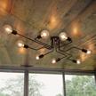 industrial black metal ceiling chandelier with 8-light fixture – lingkai flush mount lighting for home decor logo