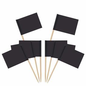 img 4 attached to Senkary 100 Pack Black Blank Toothpick Flags: идеальные бумажные флажки для кексов, еды, фруктов и украшений для вечеринок - идеальные маркеры для сыра для улучшения видимости в поисковых системах