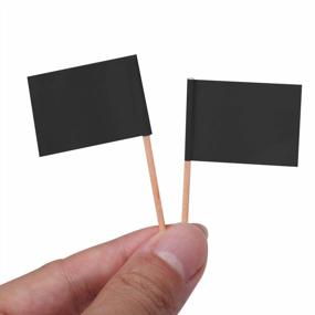 img 1 attached to Senkary 100 Pack Black Blank Toothpick Flags: идеальные бумажные флажки для кексов, еды, фруктов и украшений для вечеринок - идеальные маркеры для сыра для улучшения видимости в поисковых системах