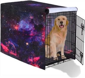 img 4 attached to KYKU Purple Galaxy Dog Crate Cover Privacy Space Camo Designer 3D Print Pattern Funny Cute Kennel Pet Cage Cover Waterproof Heavy Duty For 24In, 30In, 36In, 42In, 48In Dog Crate (42 Inch, Galaxy)