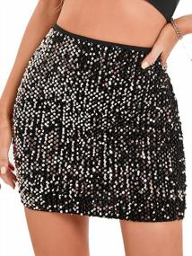 img 4 attached to Justalwart Women'S Sequin Skirt Sparkle Stretchy Bodycon Mini Party Glitter Skirts
