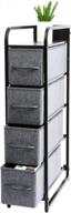 kamiler narrow dresser storage 4 drawers organizer tower unit for bedroom, closets, laundry room, hallway, entryway - sturdy steel frame with wooden top & removable fabric bins-gray logo
