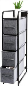 img 4 attached to Kamiler Narrow Dresser Storage 4 Drawers Organizer Tower Unit For Bedroom, Closets, Laundry Room, Hallway, Entryway - Sturdy Steel Frame With Wooden Top & Removable Fabric Bins-Gray
