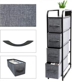 img 1 attached to Kamiler Narrow Dresser Storage 4 Drawers Organizer Tower Unit For Bedroom, Closets, Laundry Room, Hallway, Entryway - Sturdy Steel Frame With Wooden Top & Removable Fabric Bins-Gray